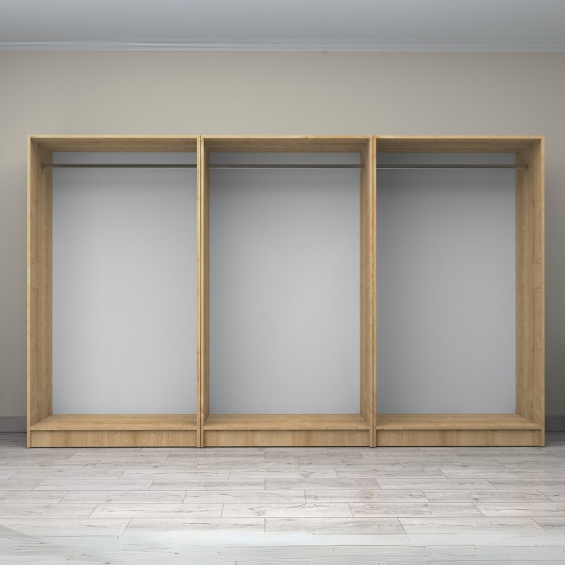 Ντουλάπα ρούχων εξάφυλλη χρώμα φυσικό οξιάς 3