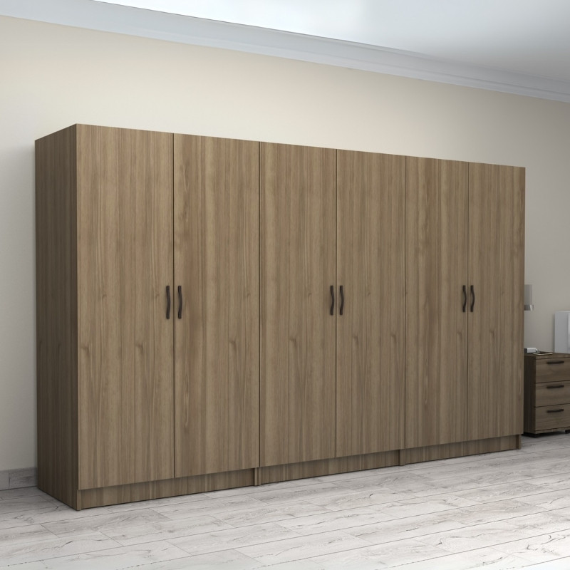 Ντουλάπα ρούχων εξάφυλλη χρώμα καρυδί 4