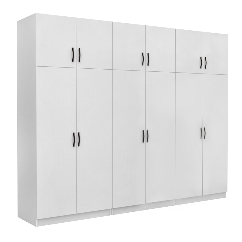 Ντουλάπα ρούχων εξάφυλλη με πατάρι χρώμα λευκό