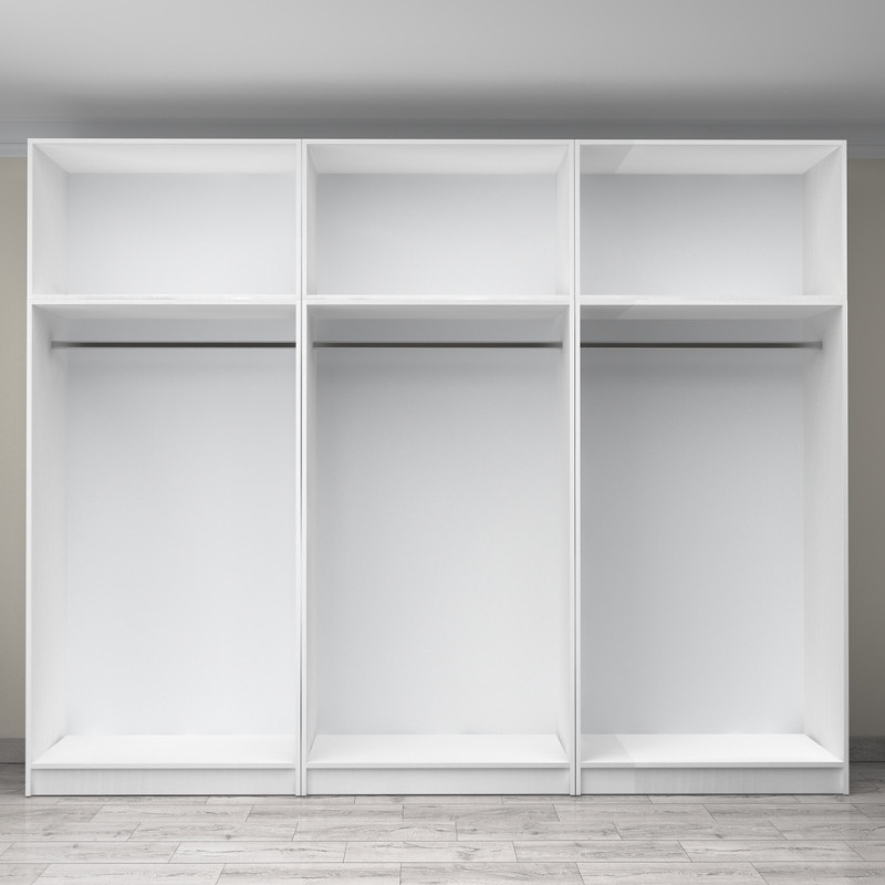 Ντουλάπα ρούχων εξάφυλλη με πατάρι χρώμα λευκό 3