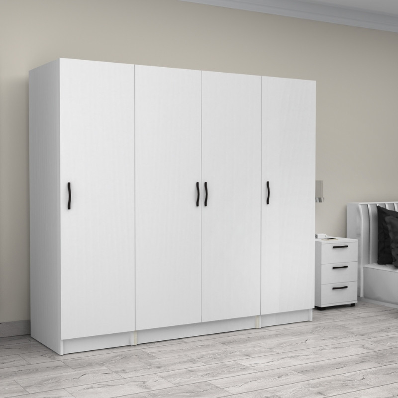 Ντουλάπα ρούχων τετράφυλλη χρώμα λευκό 4
