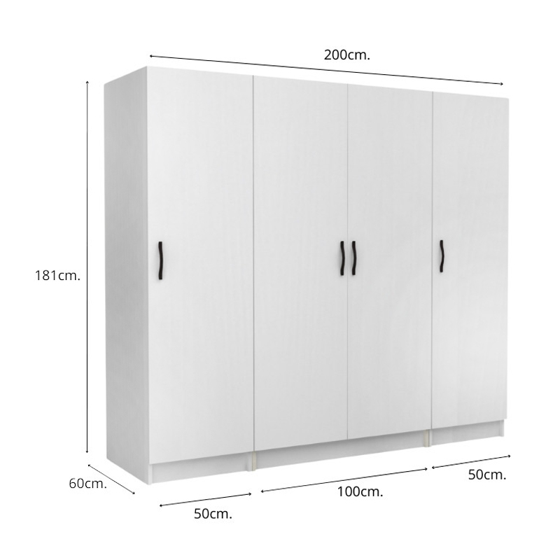 Ντουλάπα ρούχων τετράφυλλη χρώμα λευκό 5