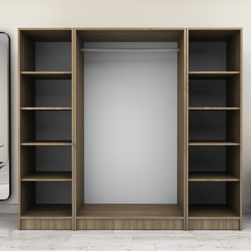 Ντουλάπα ρούχων τετράφυλλη χρώμα καρυδί 3