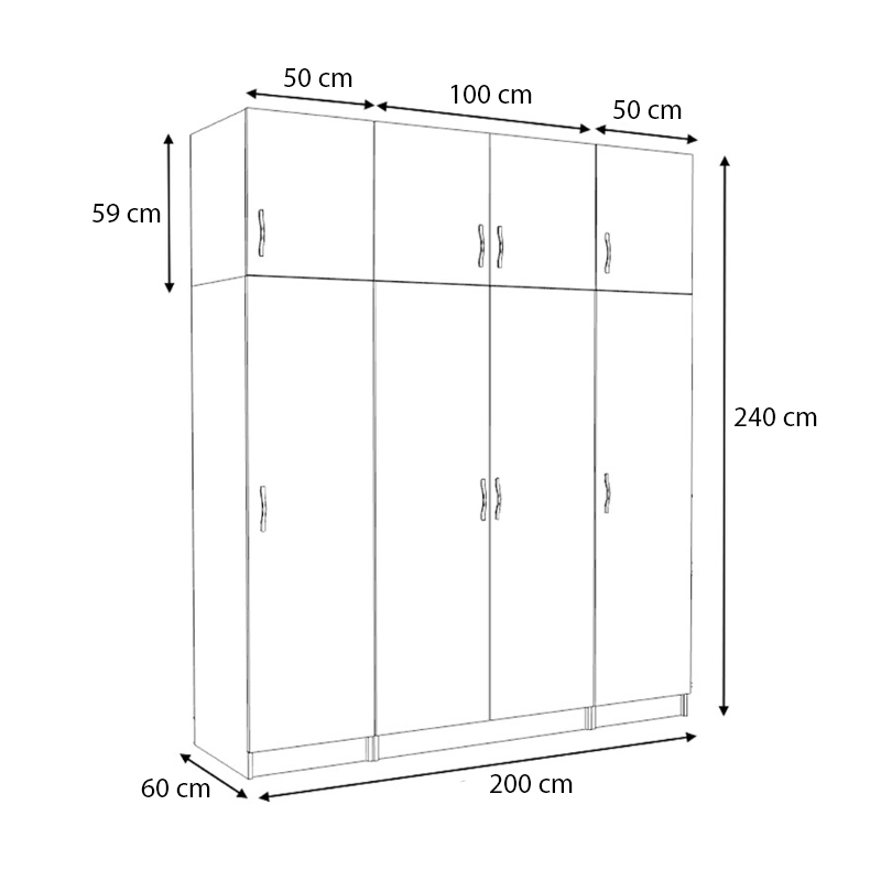 Ντουλάπα ρούχων τετράφυλλη με πατάρι χρώμα λευκό 5
