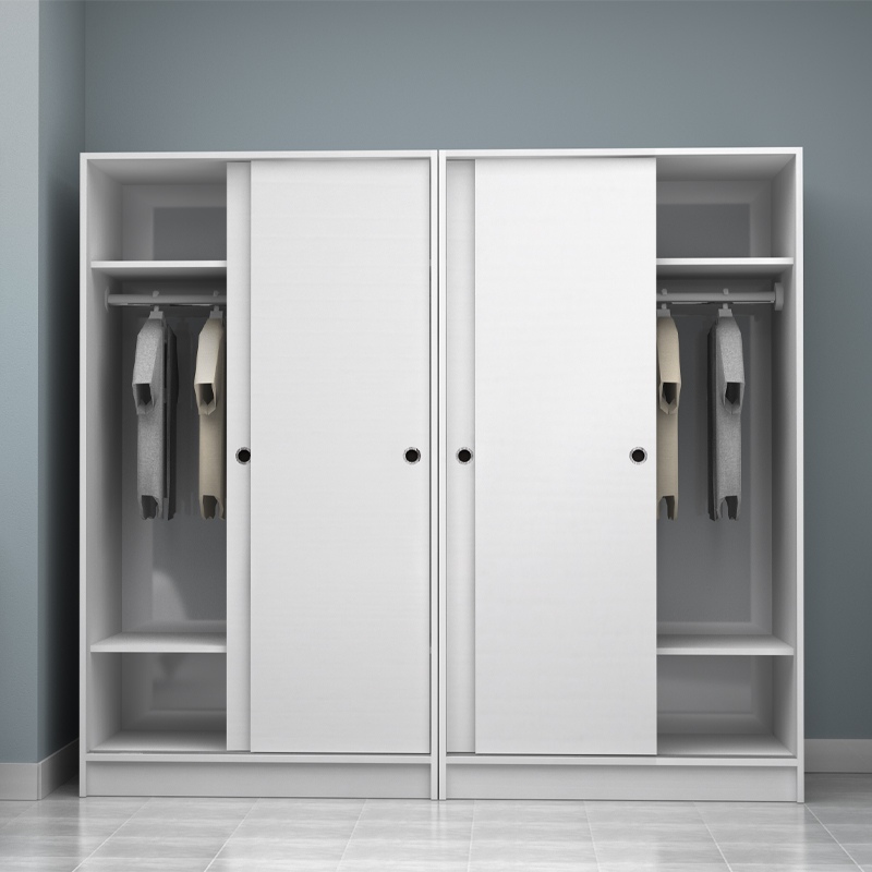 Ντουλάπα ρούχων τετράφυλλη συρόμενη χρώμα λευκό 3