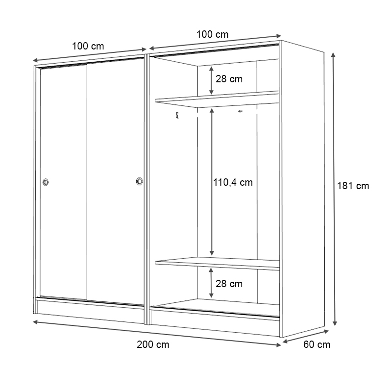 Ντουλάπα ρούχων τετράφυλλη συρόμενη χρώμα λευκό 5