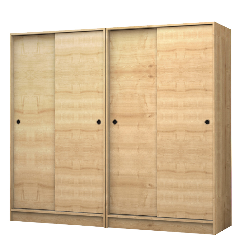 Ντουλάπα ρούχων τετράφυλλη συρόμενη χρώμα φυσικό οξιάς