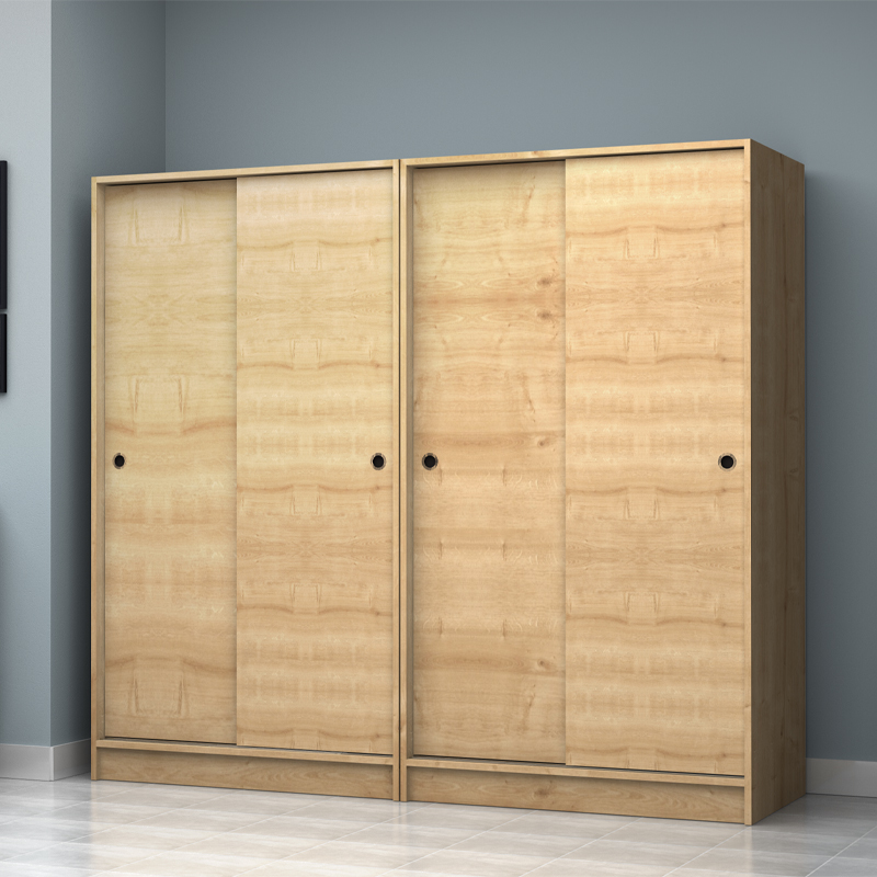 Ντουλάπα ρούχων τετράφυλλη συρόμενη χρώμα φυσικό οξιάς 4