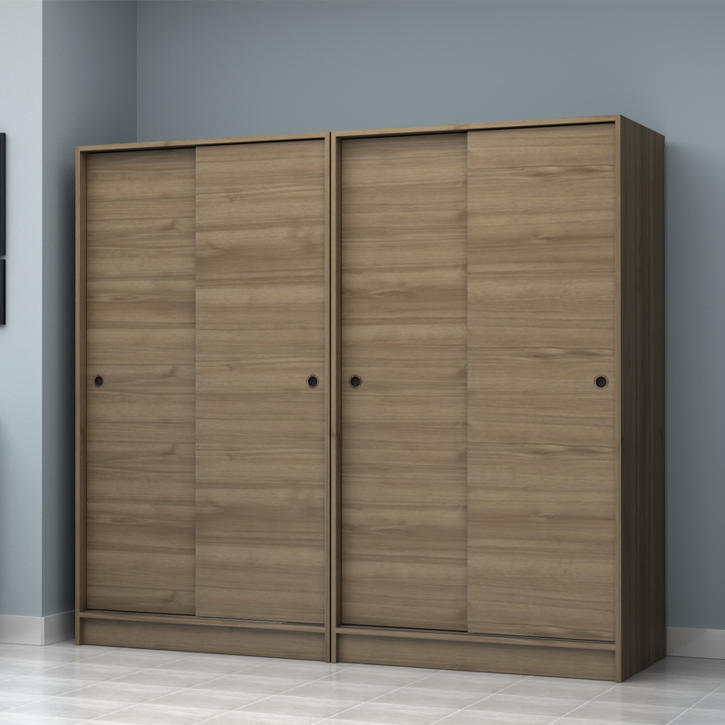 Ντουλάπα ρούχων τετράφυλλη συρόμενη χρώμα καρυδί 4