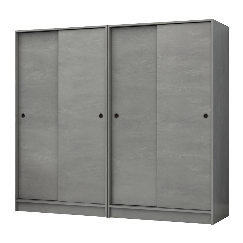 Ντουλάπα ρούχων τετράφυλλη συρόμενη χρώμα γκρι σκυροδέματος