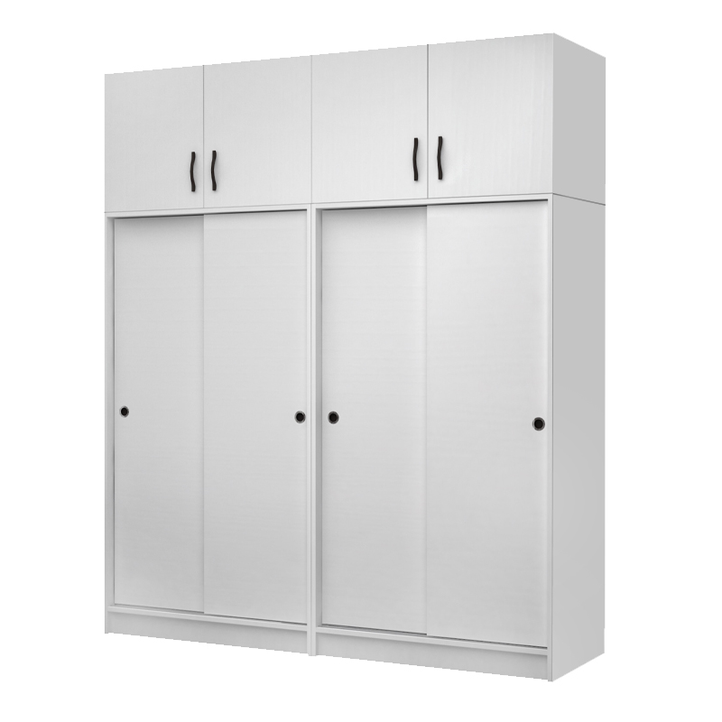 Ντουλάπα ρούχων τετράφυλλη συρόμενη με πατάρι χρώμα λευκό