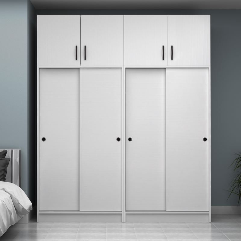 Ντουλάπα ρούχων τετράφυλλη συρόμενη με πατάρι χρώμα λευκό 4