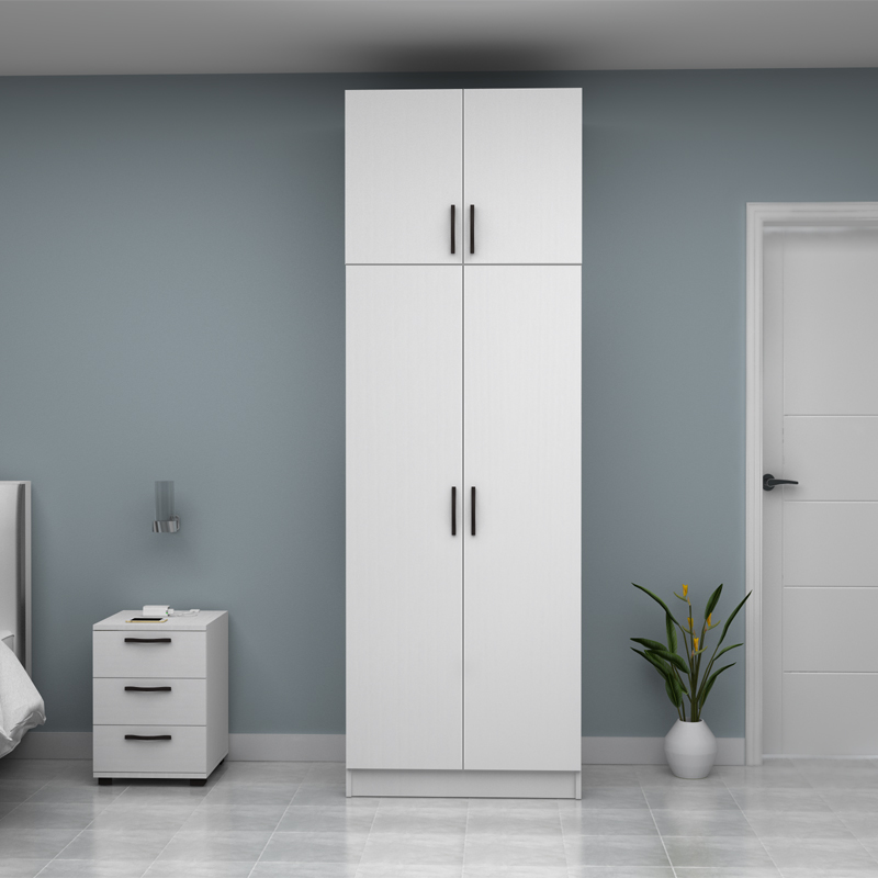Ντουλάπα ρούχων δίφυλλη με πατάρι χρώμα λευκό 4