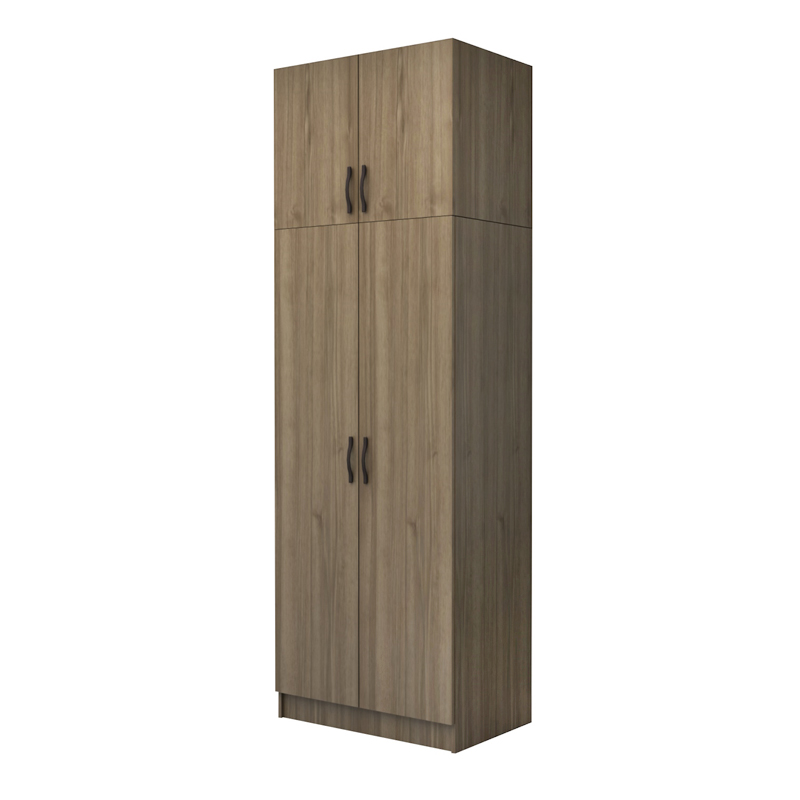 Ντουλάπα ρούχων δίφυλλη με πατάρι χρώμα καρυδί