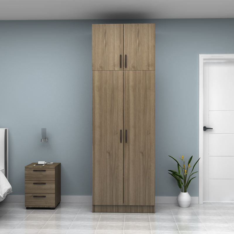 Ντουλάπα ρούχων δίφυλλη με πατάρι χρώμα καρυδί 4