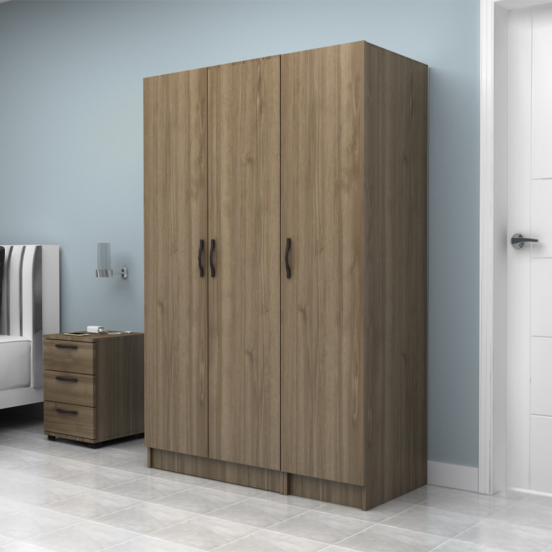 Ντουλάπα ρούχων τρίφυλλη χρώμα καρυδί 3