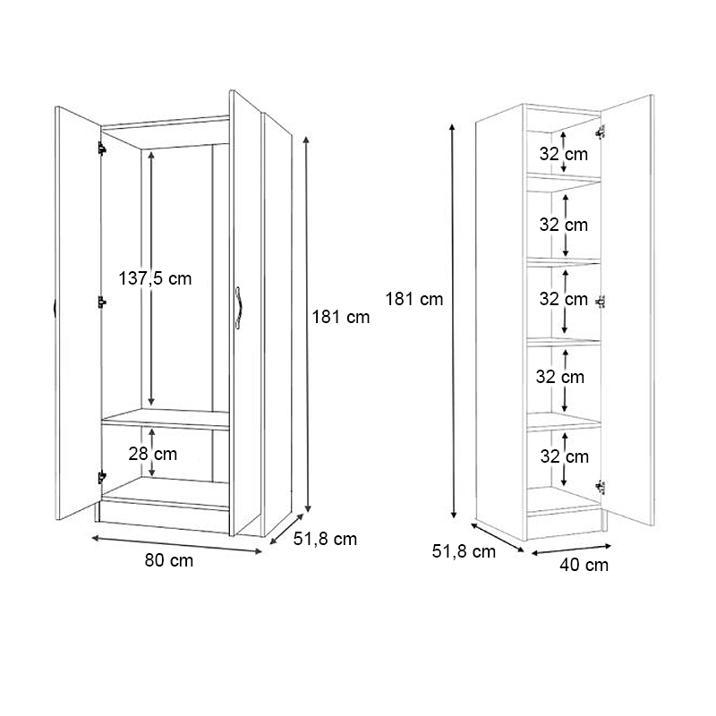 Ντουλάπα ρούχων τρίφυλλη χρώμα καρυδί 6