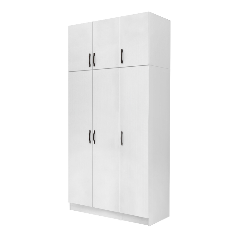 Ντουλάπα ρούχων τρίφυλλη με πατάρι χρώμα λευκό