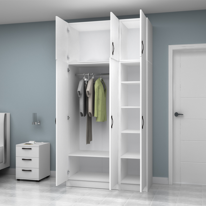 Ντουλάπα ρούχων τρίφυλλη με πατάρι χρώμα λευκό 2