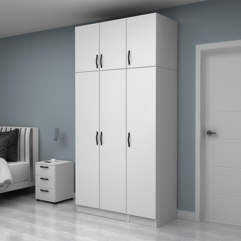 Ντουλάπα ρούχων τρίφυλλη με πατάρι χρώμα λευκό 3