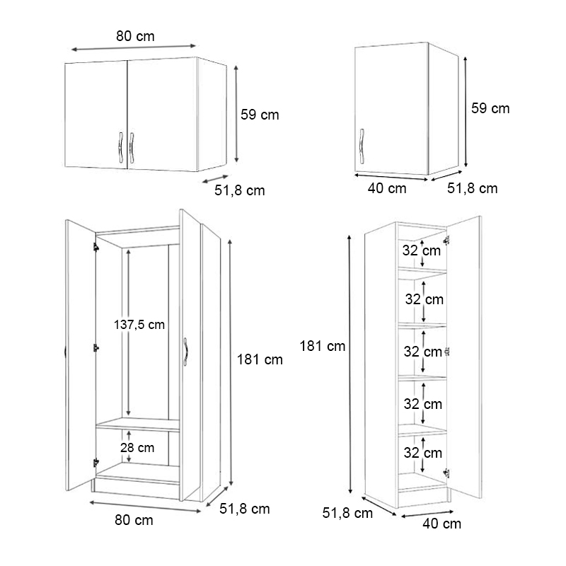 Ντουλάπα ρούχων τρίφυλλη με πατάρι χρώμα φυσικό οξιάς 6