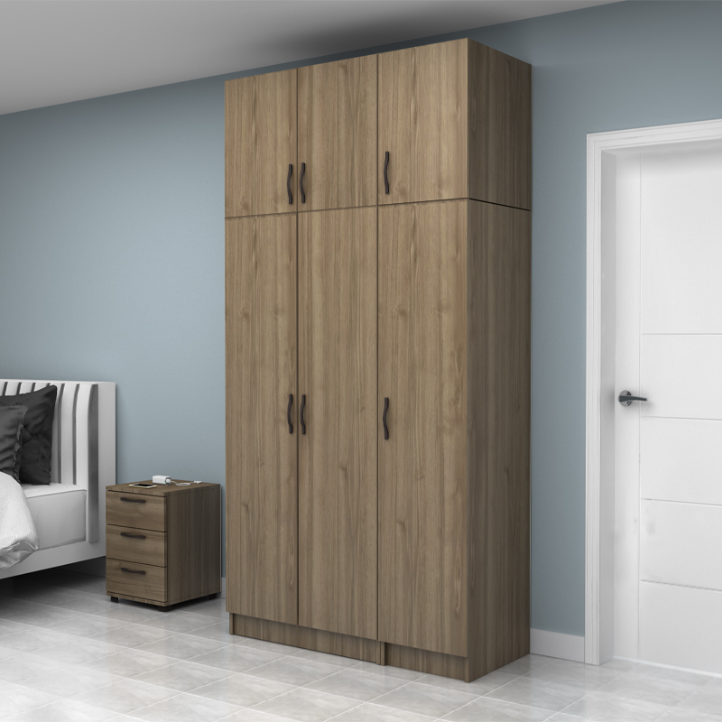 Ντουλάπα ρούχων τρίφυλλη με πατάρι χρώμα καρυδί 3