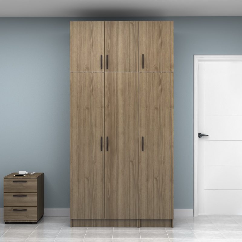 Ντουλάπα ρούχων τρίφυλλη με πατάρι χρώμα καρυδί 4