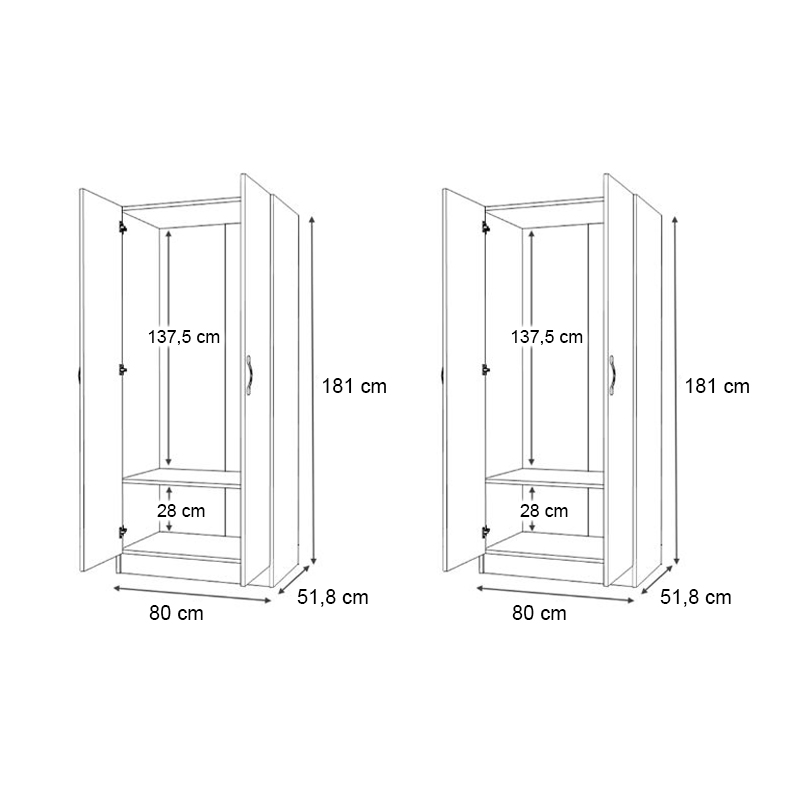 Ντουλάπα ρούχων τετράφυλλη χρώμα λευκό 6