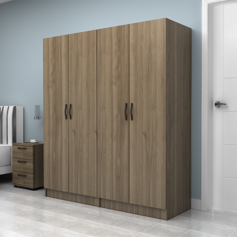 Ντουλάπα ρούχων τετράφυλλη χρώμα καρυδί 3