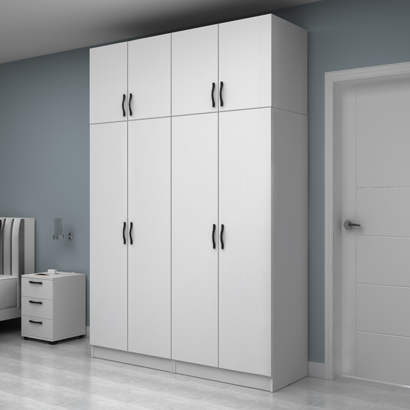 Ντουλάπα ρούχων τετράφυλλη με πατάρι χρώμα λευκό 3