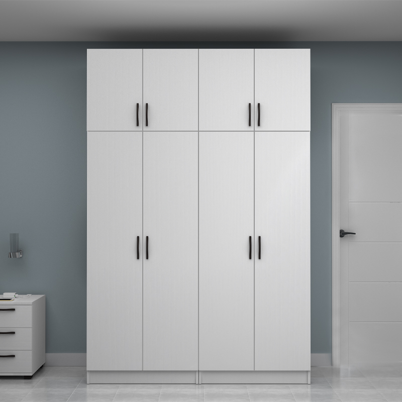 Ντουλάπα ρούχων τετράφυλλη με πατάρι χρώμα λευκό 4