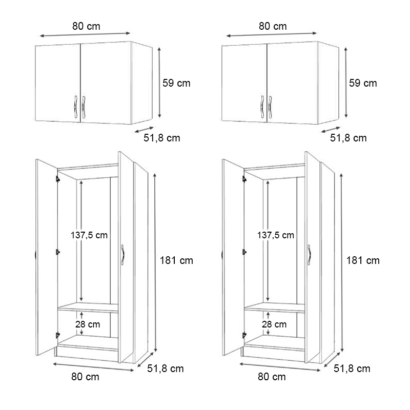 Ντουλάπα ρούχων τετράφυλλη με πατάρι χρώμα λευκό 5