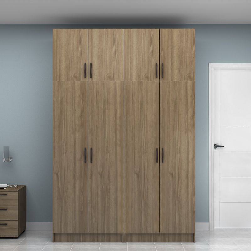 Ντουλάπα ρούχων τετράφυλλη με πατάρι χρώμα καρυδί 4