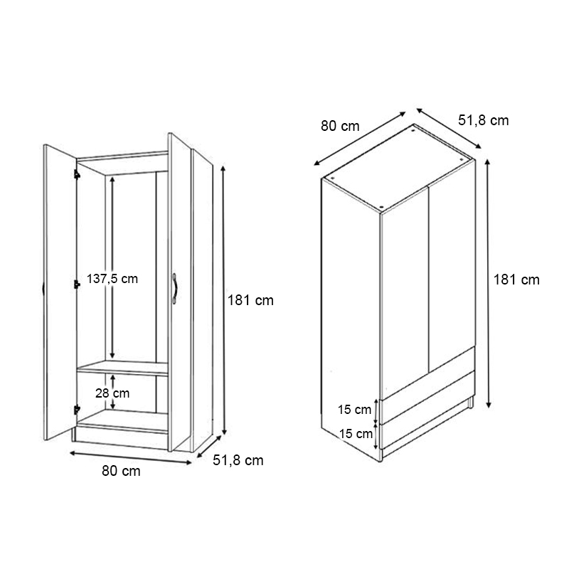 Ντουλάπα ρούχων τετράφυλλη με συρτάρια χρώμα φυσικό οξιάς 5