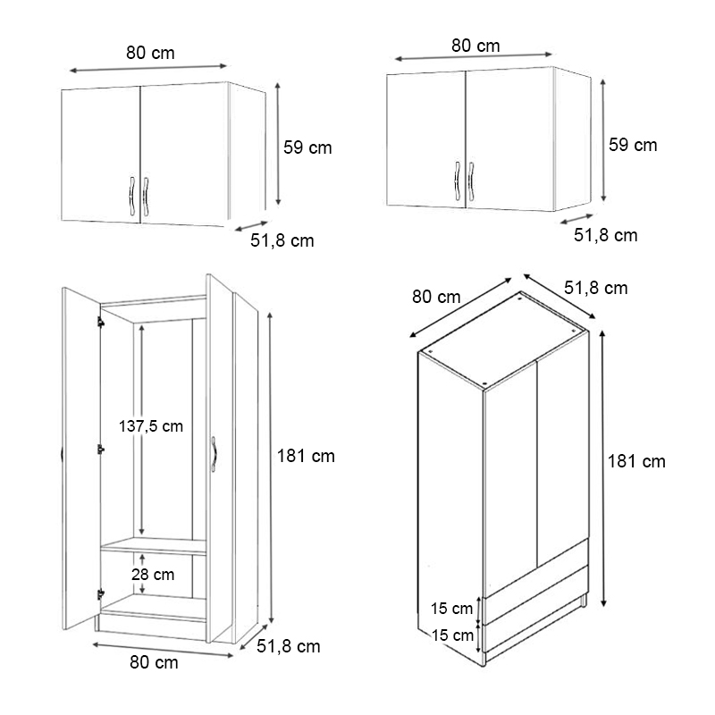Ντουλάπα ρούχων τετράφυλλη με πατάρι και συρτάρια χρώμα φυσικό οξιάς 5
