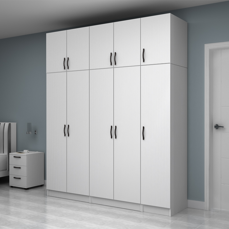 Ντουλάπα ρούχων πεντάφυλλη με πατάρι χρώμα λευκό 3