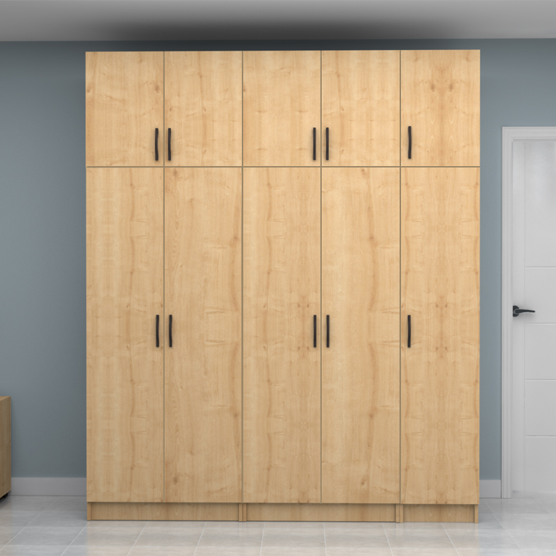 Ντουλάπα ρούχων πεντάφυλλη με πατάρι χρώμα φυσικό οξιάς 4