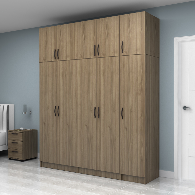 Ντουλάπα ρούχων πεντάφυλλη με πατάρι χρώμα καρυδί 3