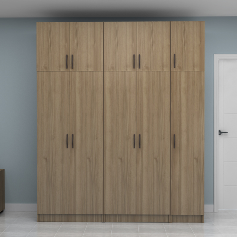 Ντουλάπα ρούχων πεντάφυλλη με πατάρι χρώμα καρυδί 4