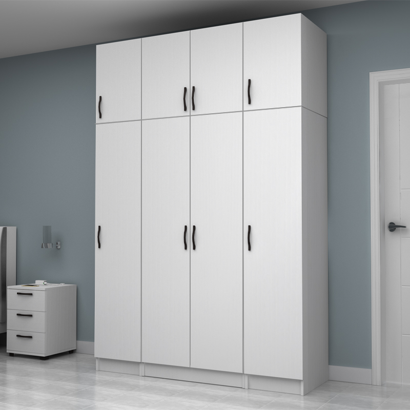 Ντουλάπα ρούχων τετράφυλλη με πατάρι χρώμα λευκό 3