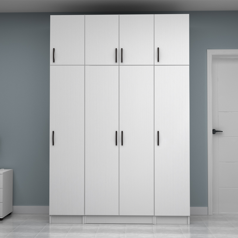 Ντουλάπα ρούχων τετράφυλλη με πατάρι χρώμα λευκό 4