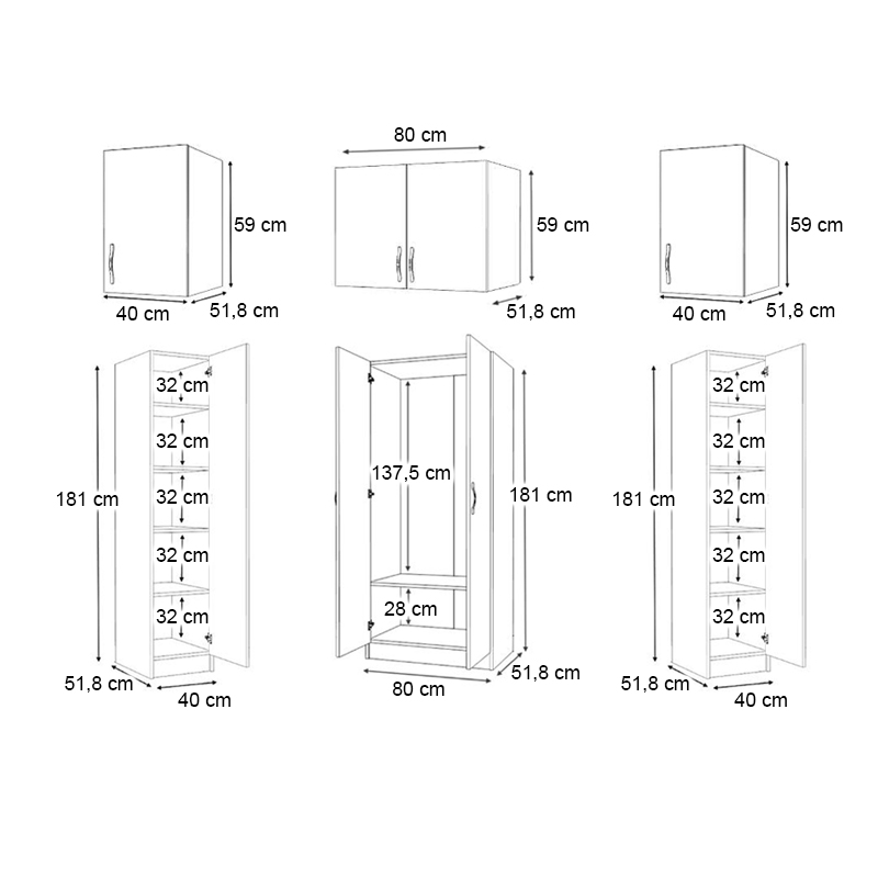 Ντουλάπα ρούχων τετράφυλλη με πατάρι χρώμα λευκό 5
