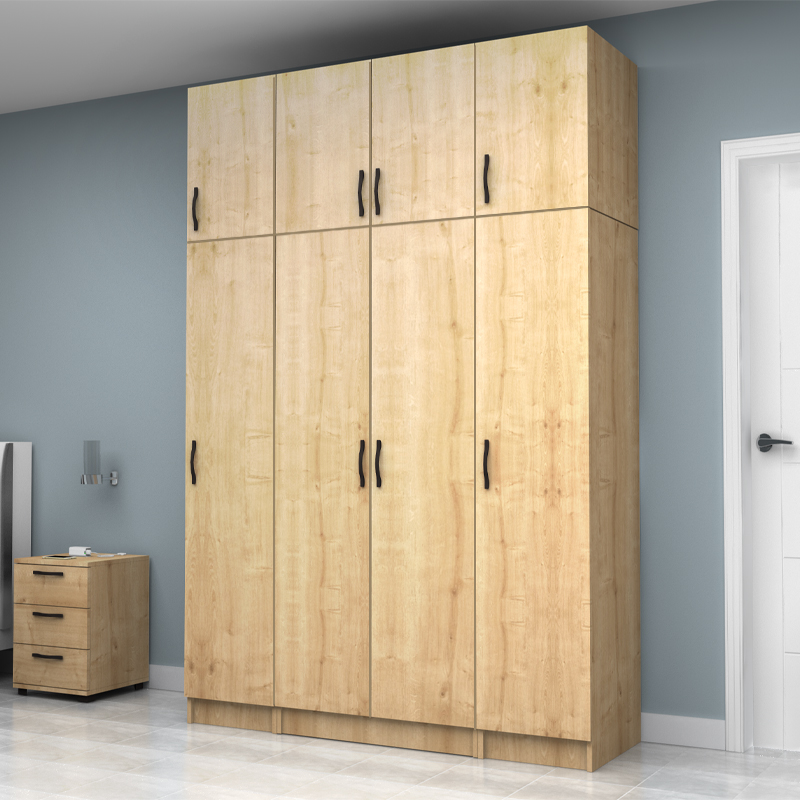 Ντουλάπα ρούχων τετράφυλλη με πατάρι χρώμα φυσικό οξιάς 3