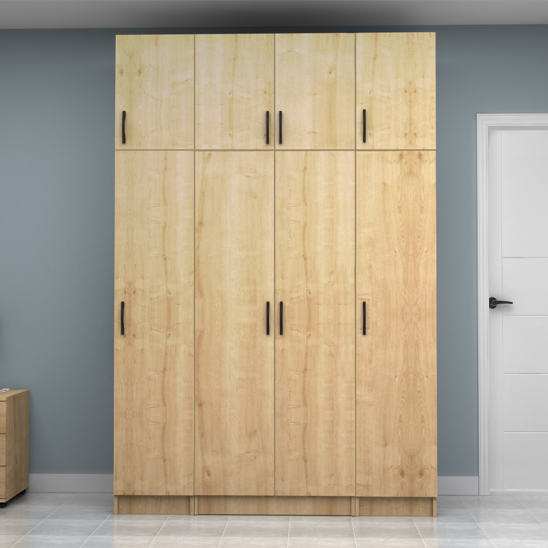 Ντουλάπα ρούχων τετράφυλλη με πατάρι χρώμα φυσικό οξιάς 4