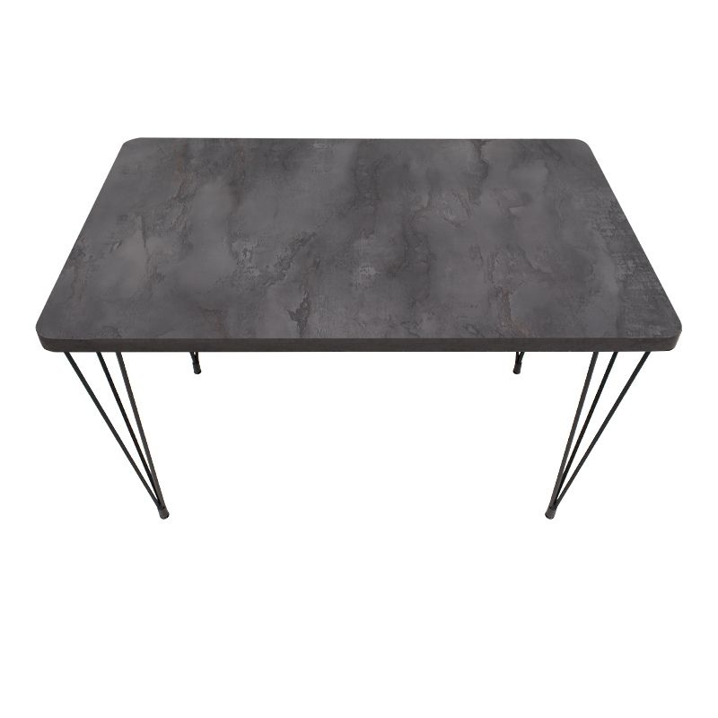 Σετ τραπεζαρία 5τμχ - Mdf - ύφασμα χρώμα σκούρο γκρι σκυροδέματος - μόκα 5