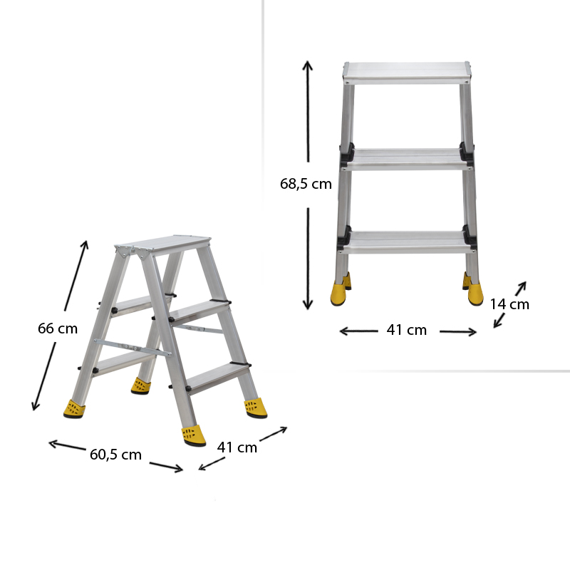 Σκάλα Double Step Perilla αλουμινίου 3+3 σκαλοπάτια 62εκ. 3
