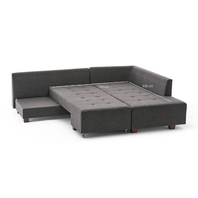 Γωνιακός καναπές - κρεβάτι δεξιά γωνία υφασμάτινος χρώμα ανθρακί 9