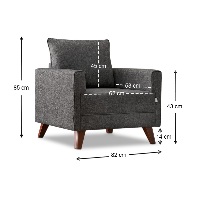 Πολυθρόνα υφασμάτινη χρώμα ανθρακί 7