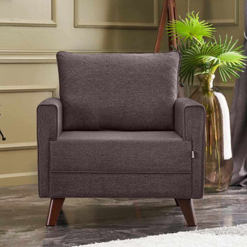 Πολυθρόνα υφασμάτινη χρώμα καφέ 2