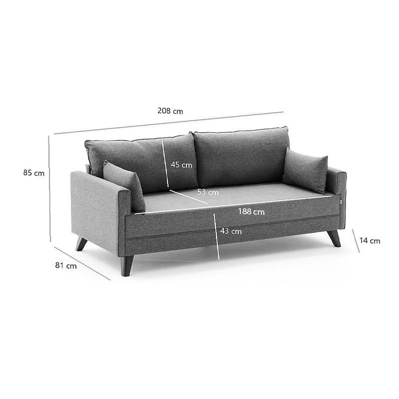 Καναπές τριθέσιος υφασμάτινος χρώμα καφέ 7